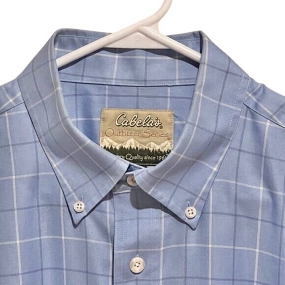 Cabela's Outdoor Plaid Short Sleeve Button-Up Shirt 100% Cotton Size Large Tall - Picture 4 of 6